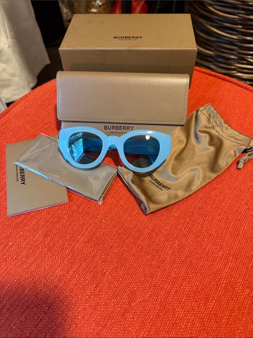 Burberry Women Light Blue Cat-Eye Sunglasses